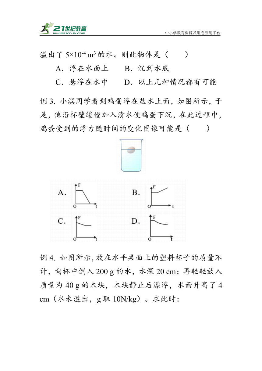 人教版物理八年级下册10.3 《物体的沉浮条件》第一课时学案（有答案）