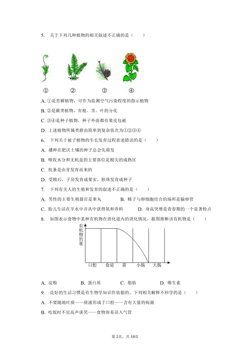 2023年湖北省十堰市中考生物真题试卷（含解析）