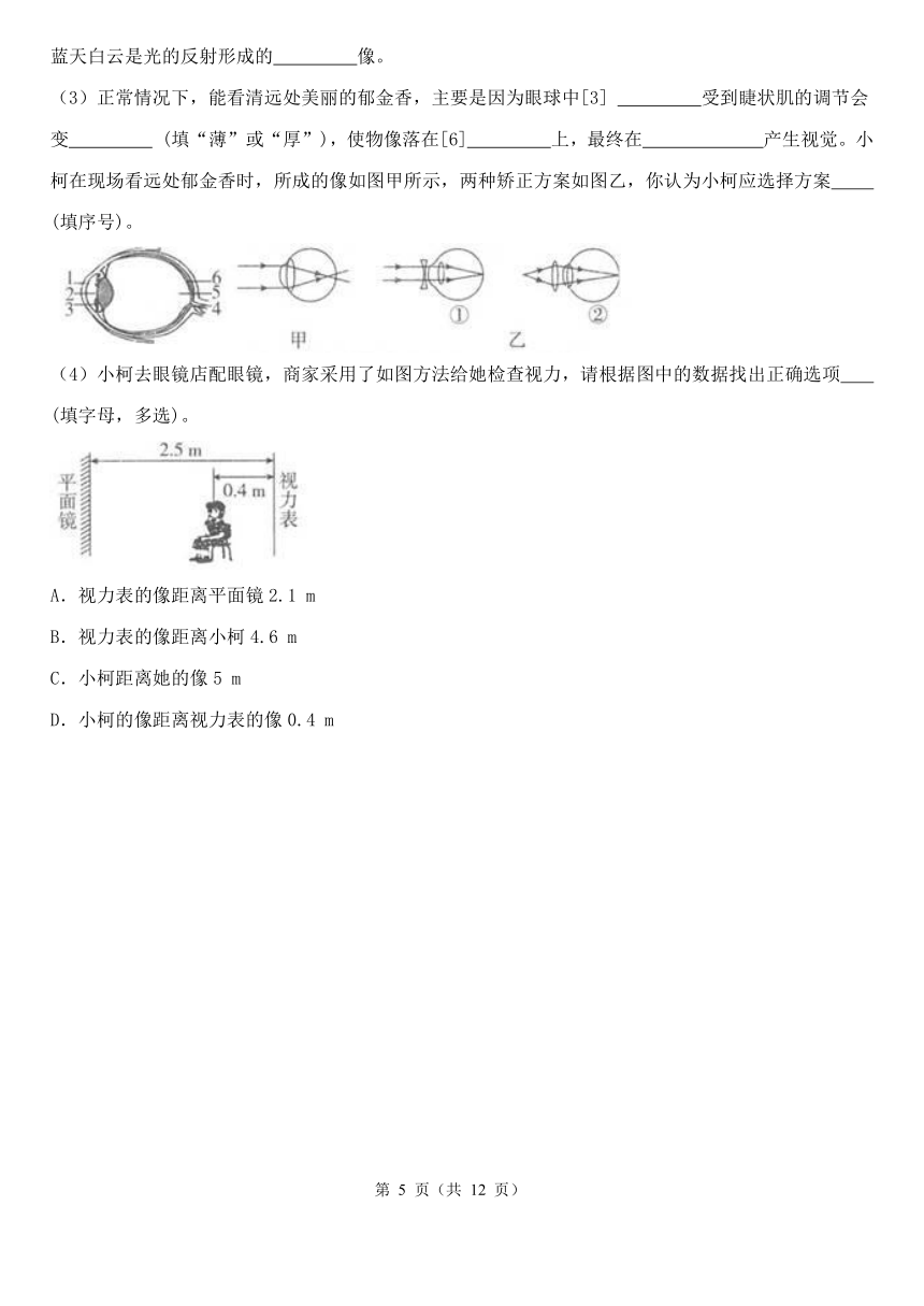 2.6 透镜和视觉 同步练习（含解析）