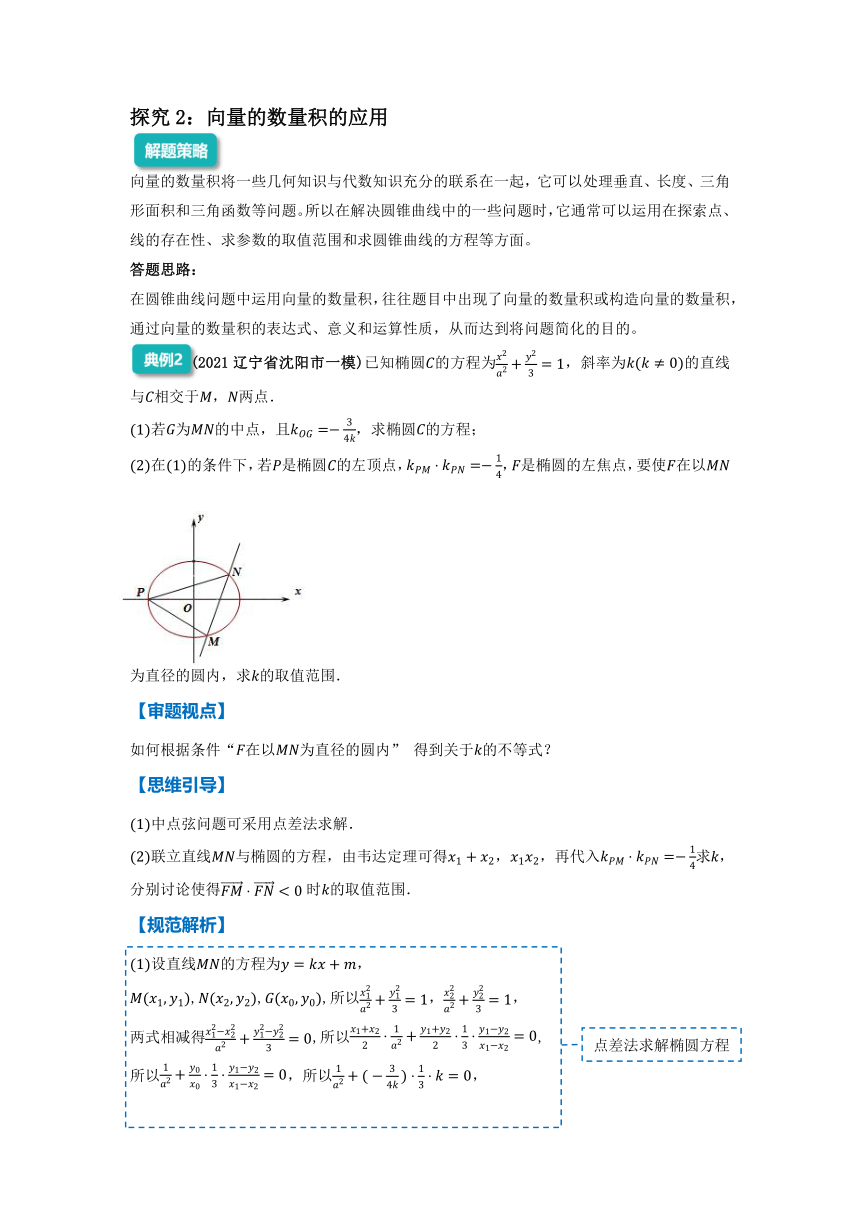 2022年高三数学二轮专题复习：圆锥曲线中的向量与参数问题 讲义（Word版含解析）