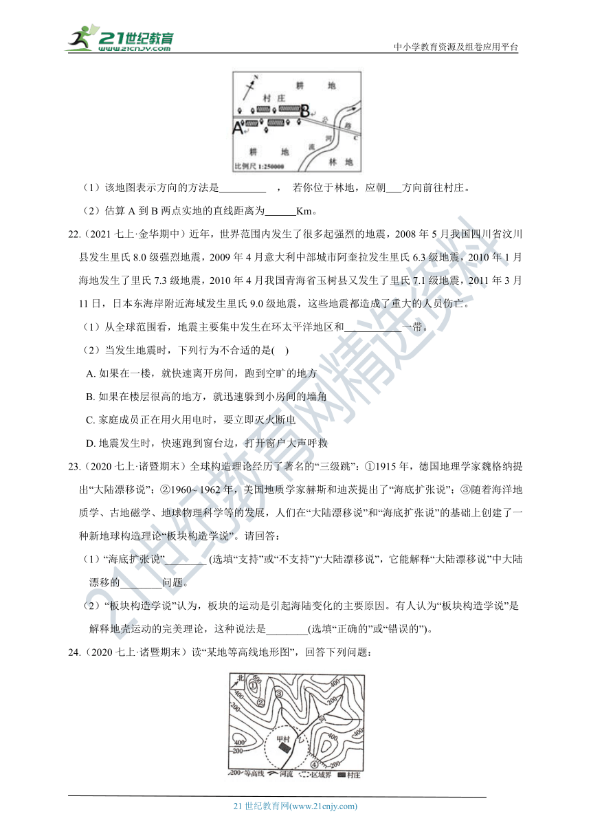 【章末综合能力测试】浙教版7年级上册 第3章 人类的家园——地球 综合能力测试（A卷）（含答案）