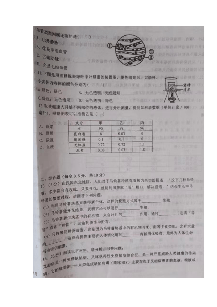 辽宁省阜新市2022-2023学年八年级下学期第二次月考生物试题（图片版无答案）