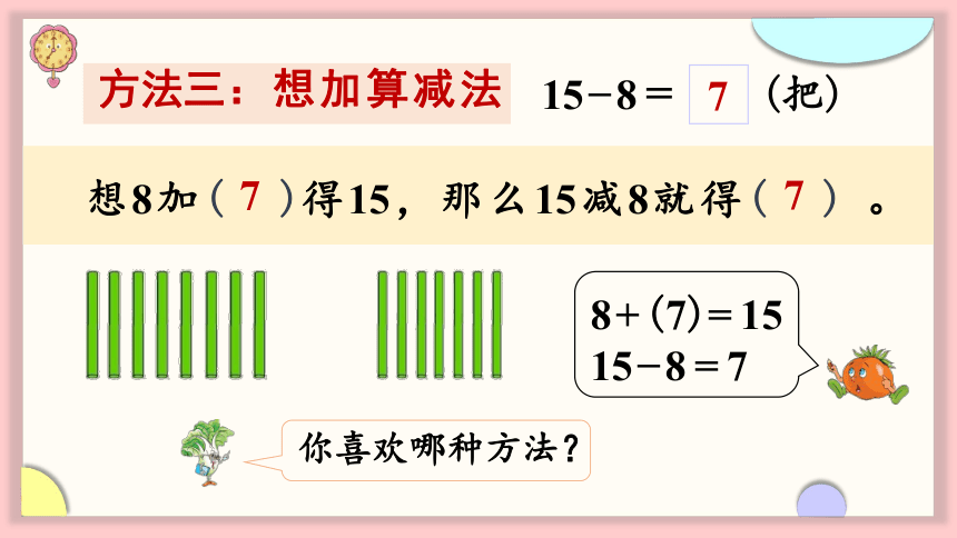 小学数学苏教版一年级下1.2 十几减8、7课件（22张PPT)