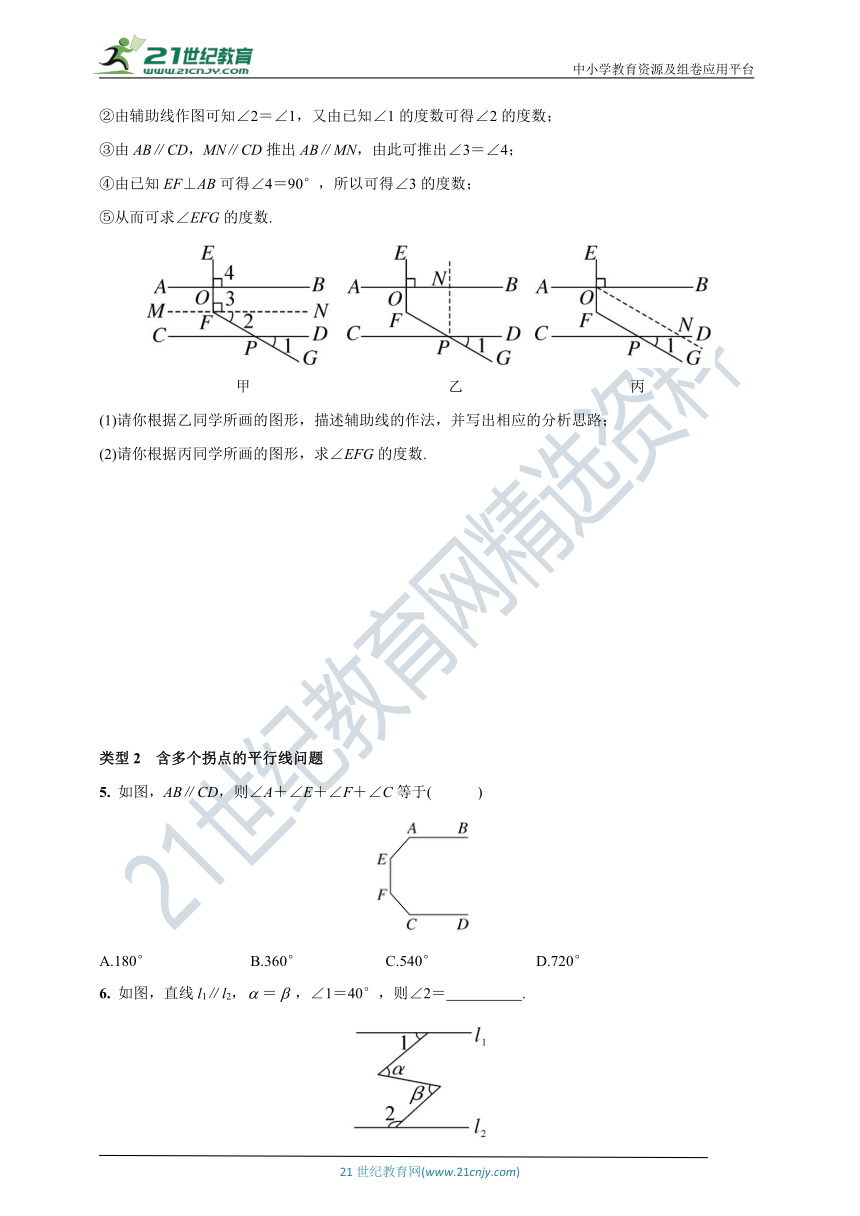 沪科版数学七年级下册专题专练  微专题11  平行线中作辅助线的方法(含答案)