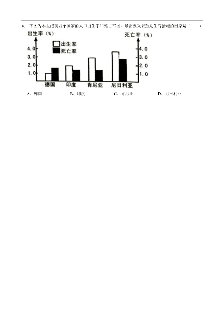 6.1.1世界人口的数量变化 同步练习