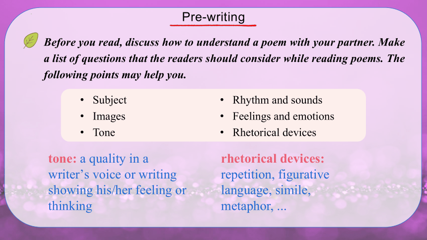 人教版（2019）选择性必修第三册Unit5 Poem Using language reading for writing 课件（共27张PPT）