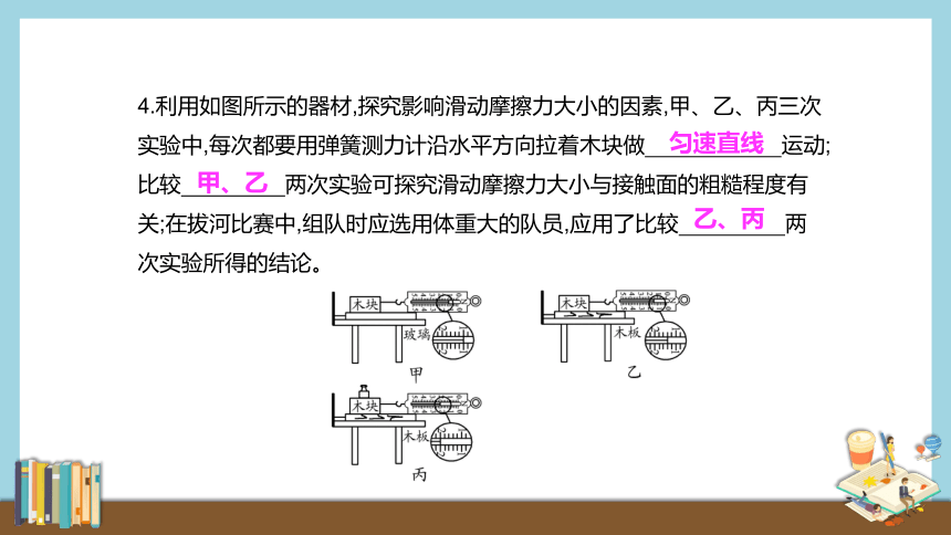 2020-2021学年粤沪版八年级物理下册知识点通关训练课件    6.4 探究滑动摩擦力（19张）