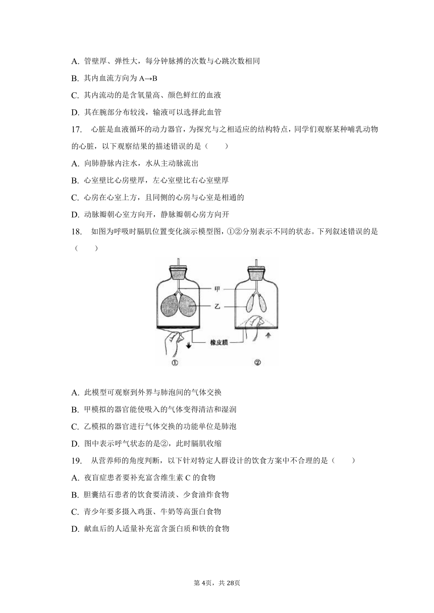 2022-2023学年北京市通州区七年级（下）期中生物试卷（含解析）