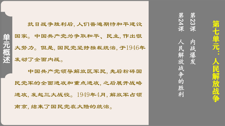 第七单元 人民解放战争   复习课件（21张PPT）