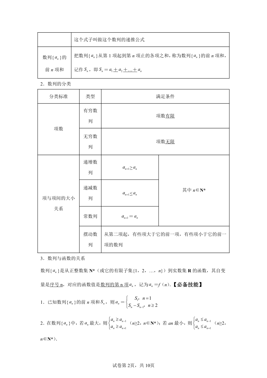 模块一专题2数列的通项公式与求和  学案（含解析） 高二第二学期数学期中备考人教B版（2019）