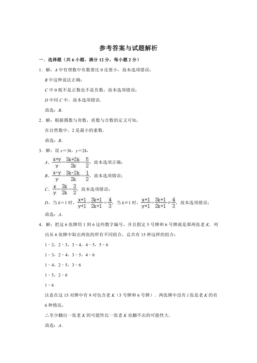 2022-2023学年沪教版六年级上册数学期末复习试卷（有答案）