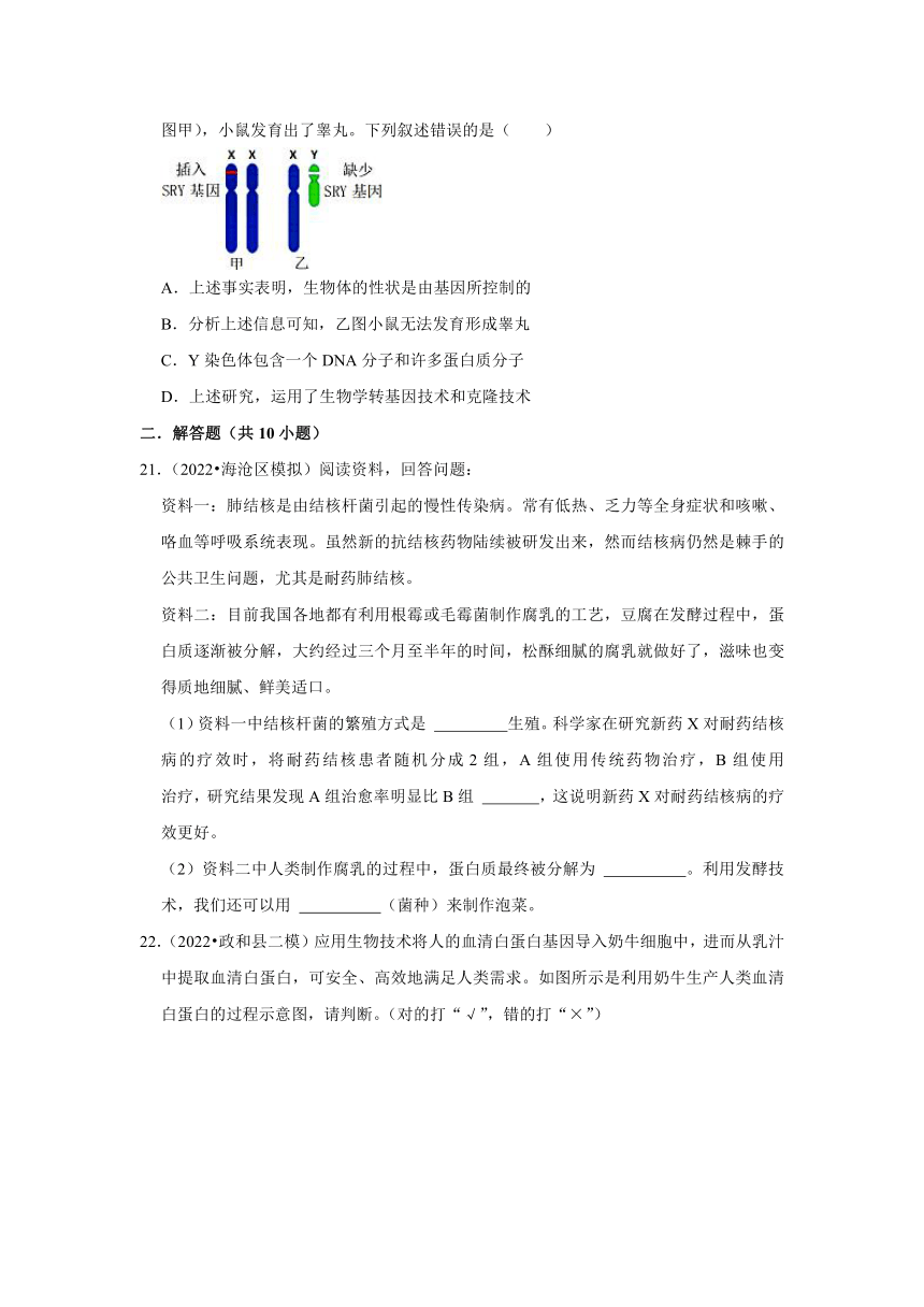 中考专题训练——10生物技术——2023年福建省中考生物（含解析）