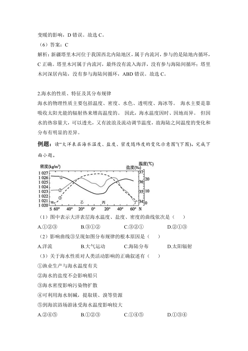 第三章 地球上的水—2022-2023学年高一地理人教版（2019）必修第一册大单元“四步复习法” 学案