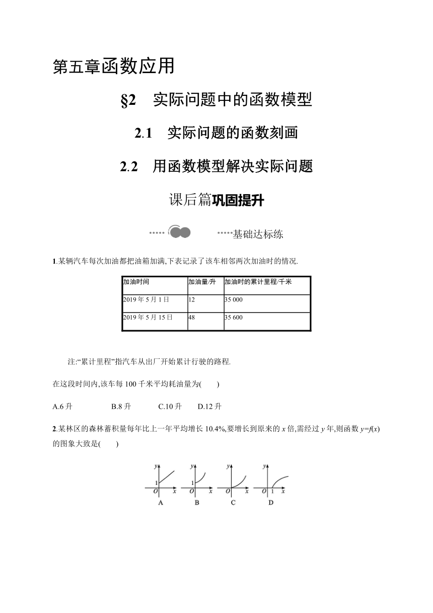 第五章　§2　2.1　实际问题的函数刻画    2.2　用函数模型解决实际问题-【新教材】北师大版（2019）高中数学必修第一册练习（Word含答解析案）