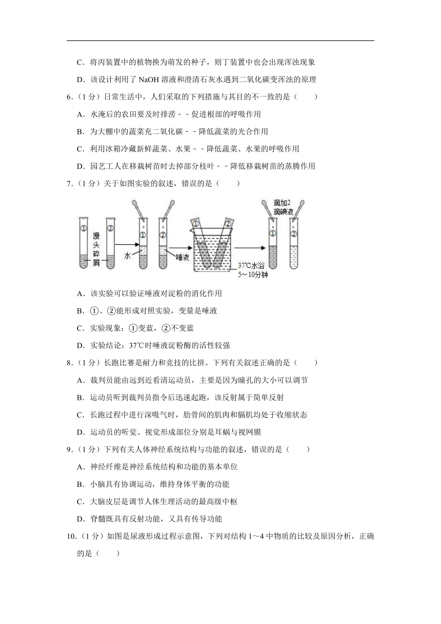 2022初中生物学业水平狂练测试卷（六）（word版含答案）