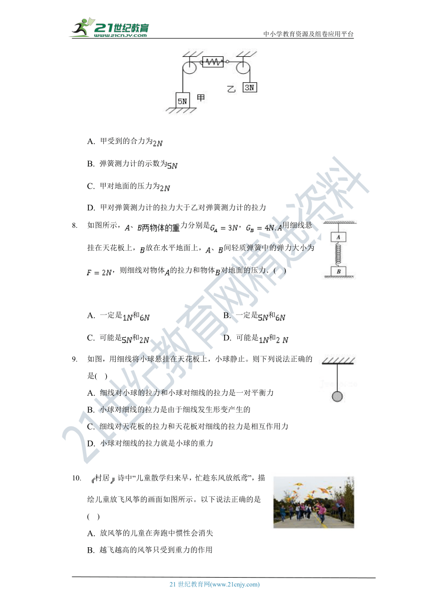 【备课精选】沪科版初中物理八年级全一册第七章《力与运动》单元测试卷（含答案解析）