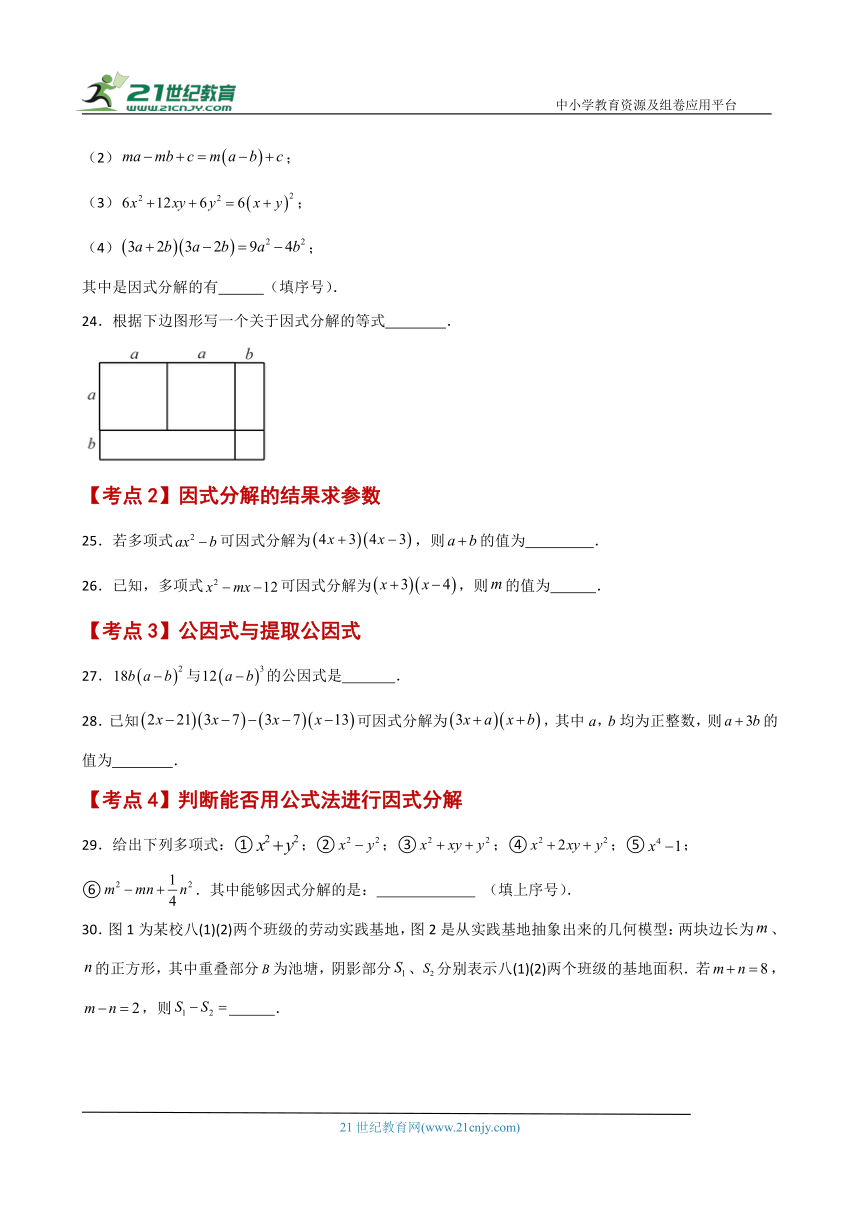 专题4.7 因式分解（常考核心知识点分类专题）（基础练）（含解析）