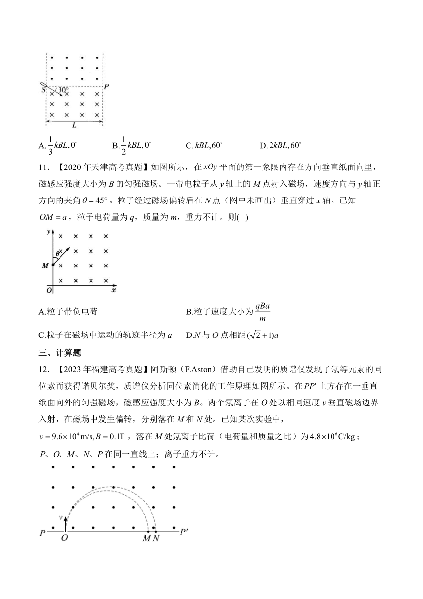 考点十二：磁场——（2020—2023）四年高考物理真题专项汇编（含解析）