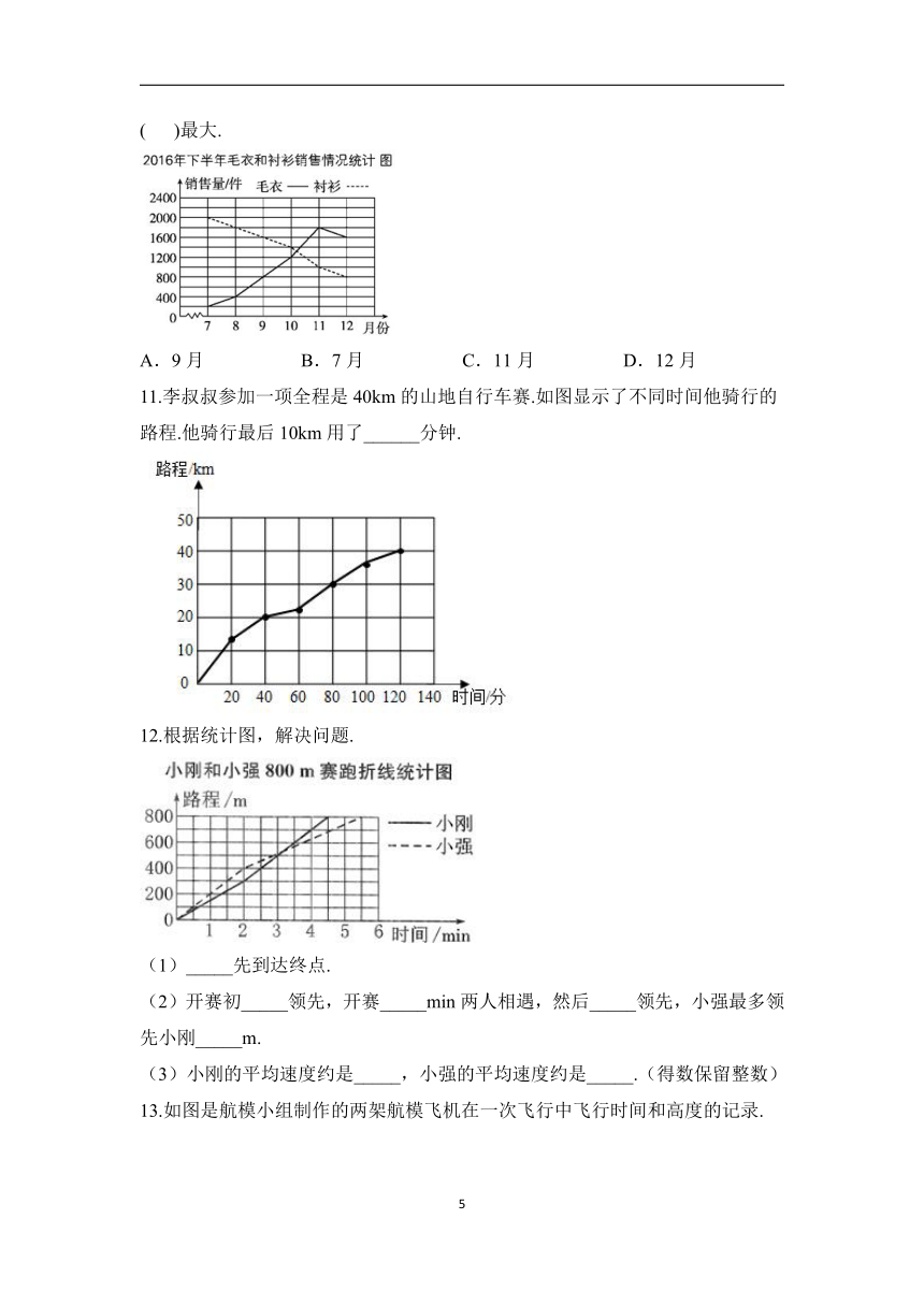 7 折线统计图——2022-2023学年五年级下册数学人教版单元测试（含答案）