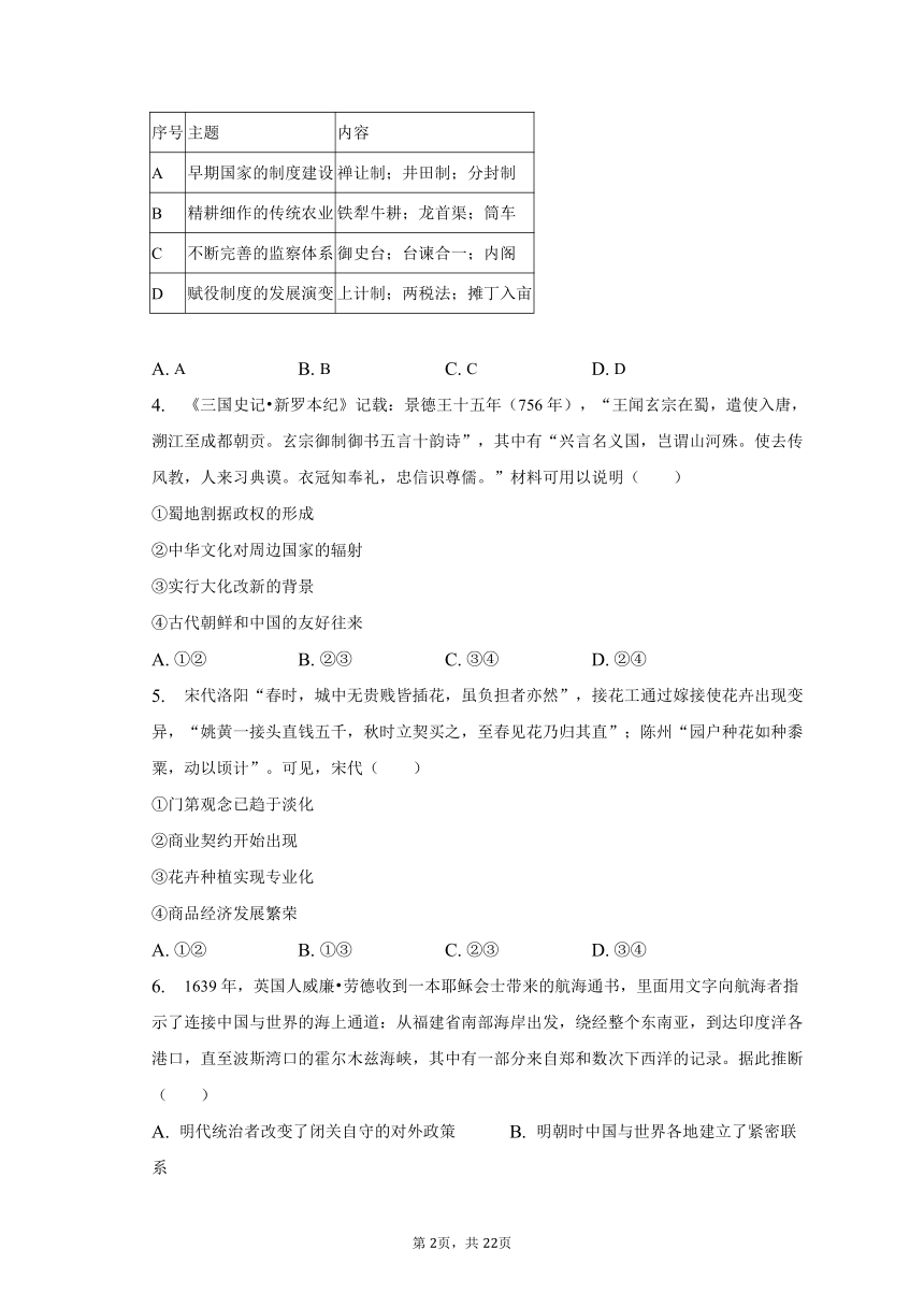 2022-2023学年北京市西城区高三（上）期末历史试卷（含解析）