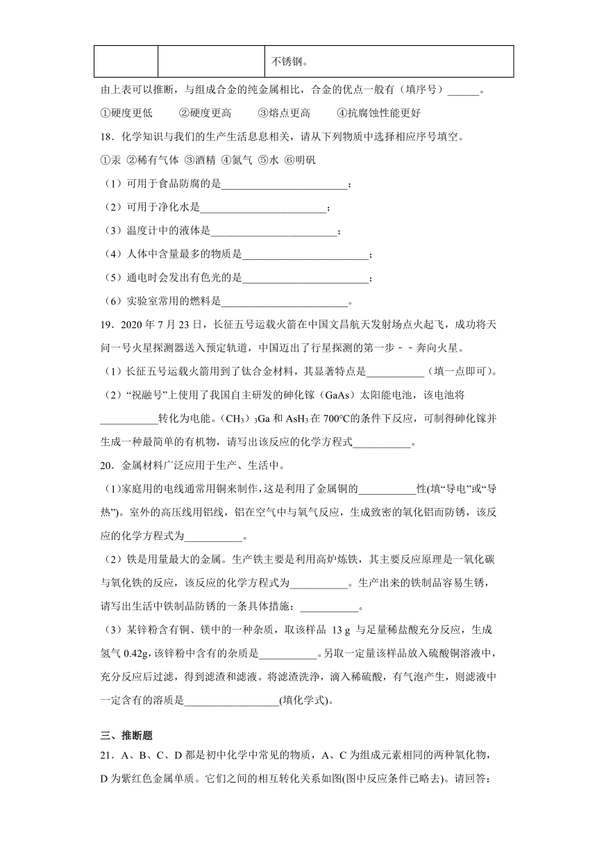 第5章金属的冶炼与利用测试题-2021-2022学年九年级化学沪教版（全国）上册（word版 含答案）