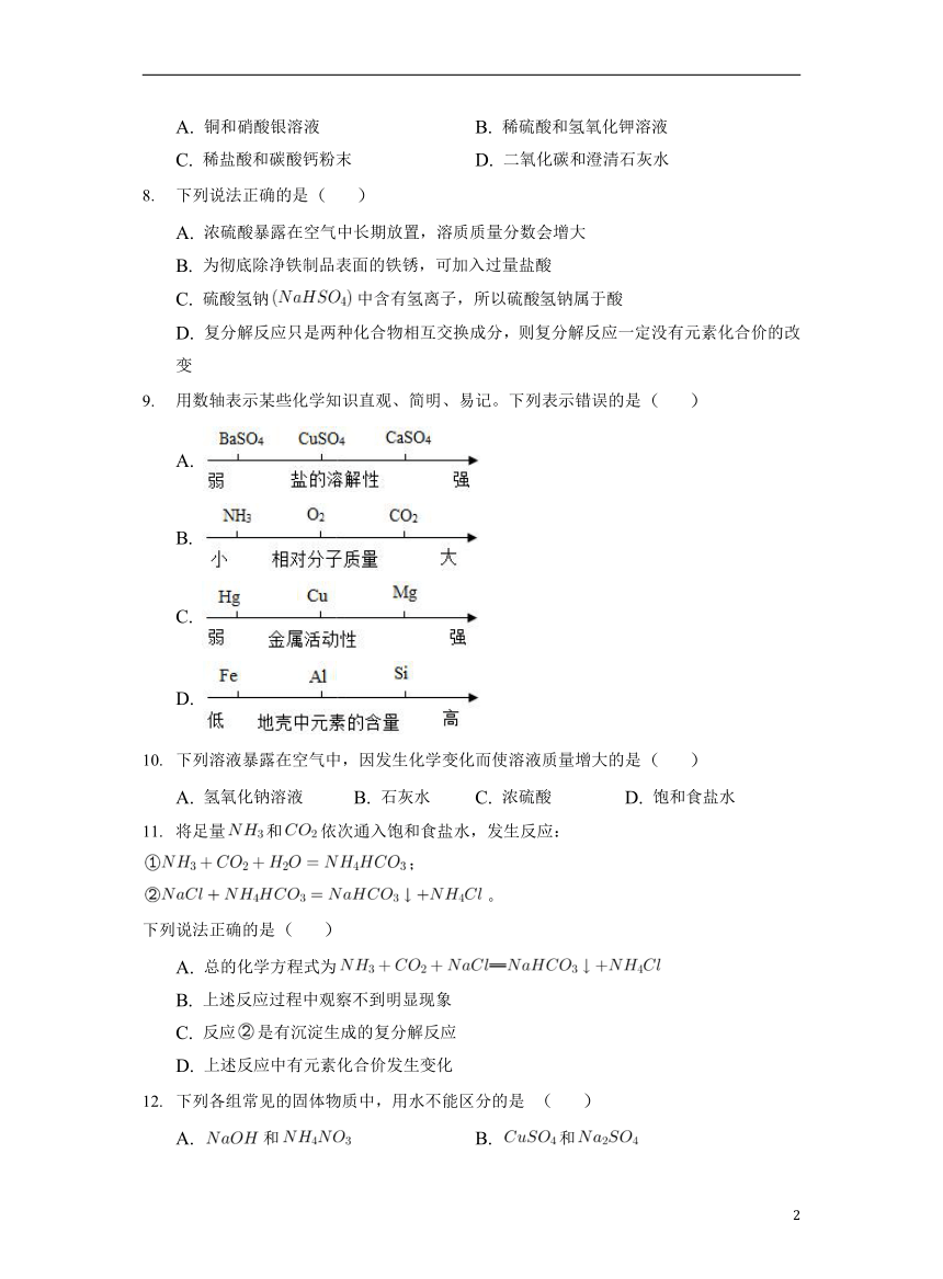 化学人教版九下：11.1 生活中常见的盐（第3课时）课后作业(含答案)