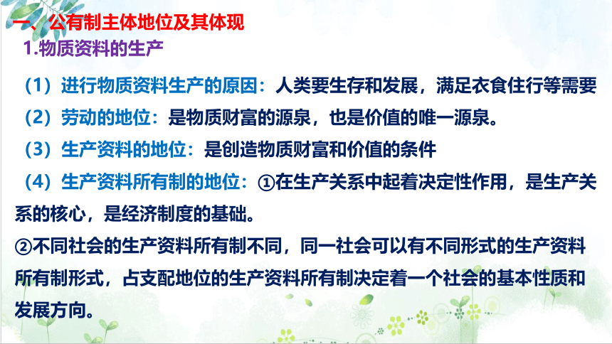 必修二第一课 我国的生产资料所有制 复习课件-2020-2021学年统编版高一政治期末复习（21张）