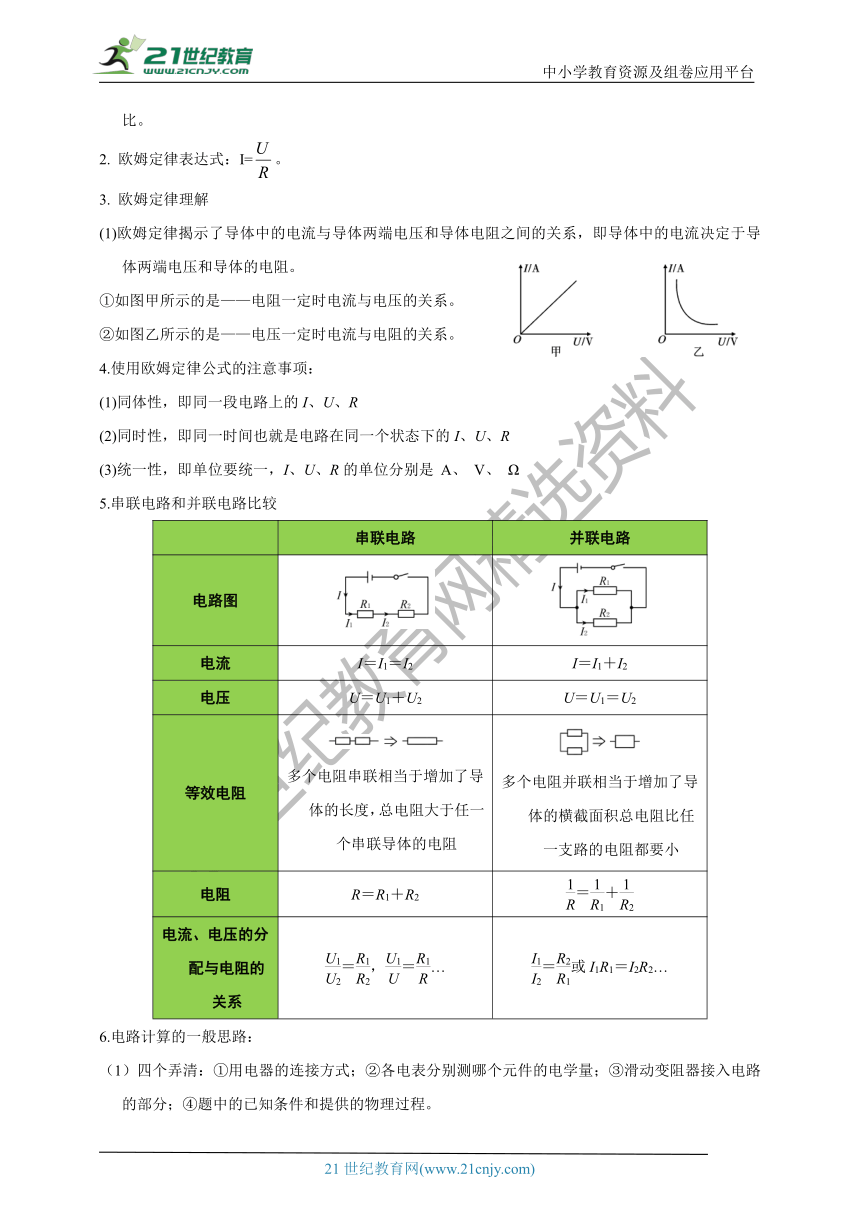 【2022名师导航】中考物理一轮复习学案 第17章  欧姆定律（考纲解读+知识网络+知识清单+易错分析＋达标检测）