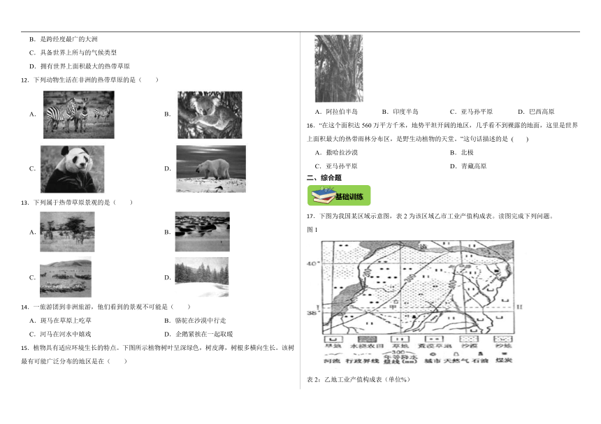 2.2.4风光迥异 同步练习（含答案）