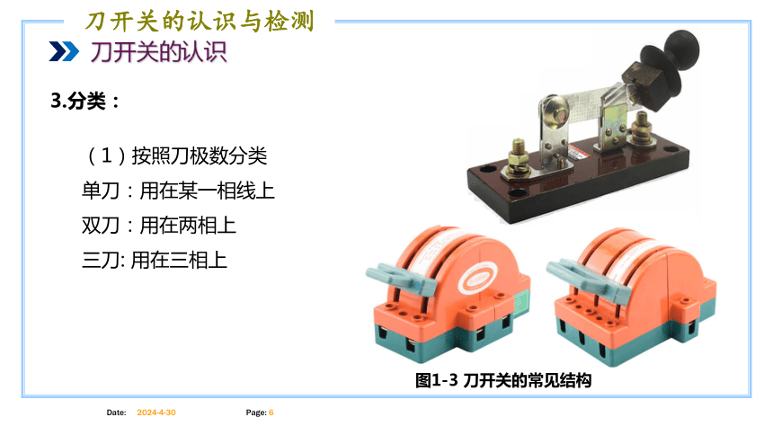 模块一 刀开关的认识与检测 课件(共13张PPT)-《电气控制线路安装与检修》同步教学（高教版）