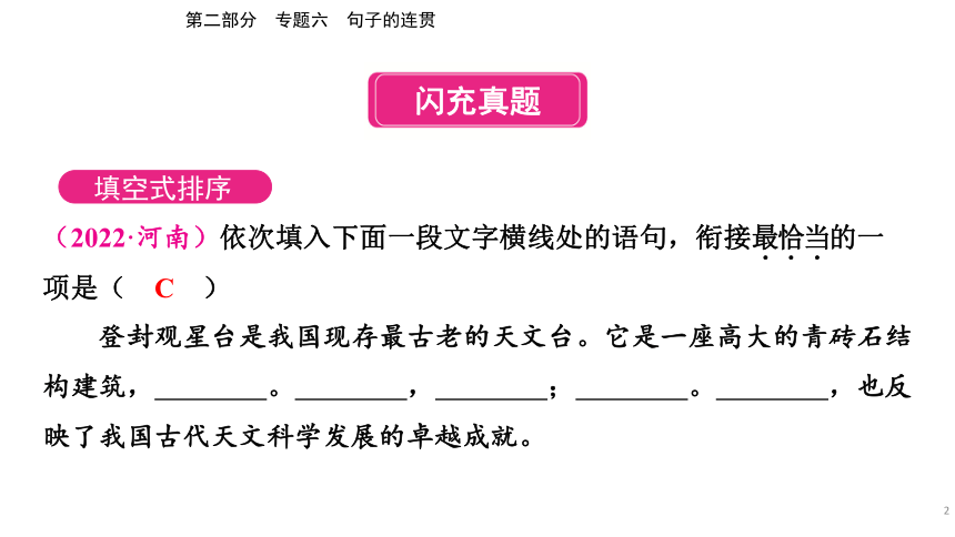 2023年河南省中考语文二轮专题复习：专题六 句子的连贯（40张ppt）