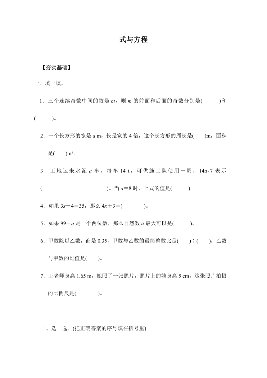 【整理与复习】人教版六年级下册 6.1.3式与方程