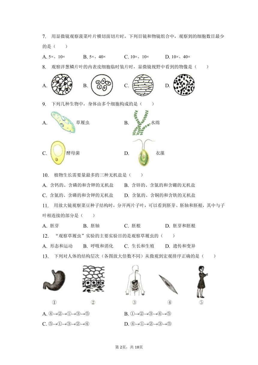 2022-2023学年山西省阳泉市经开区七年级（上）期末生物试卷（含解析）