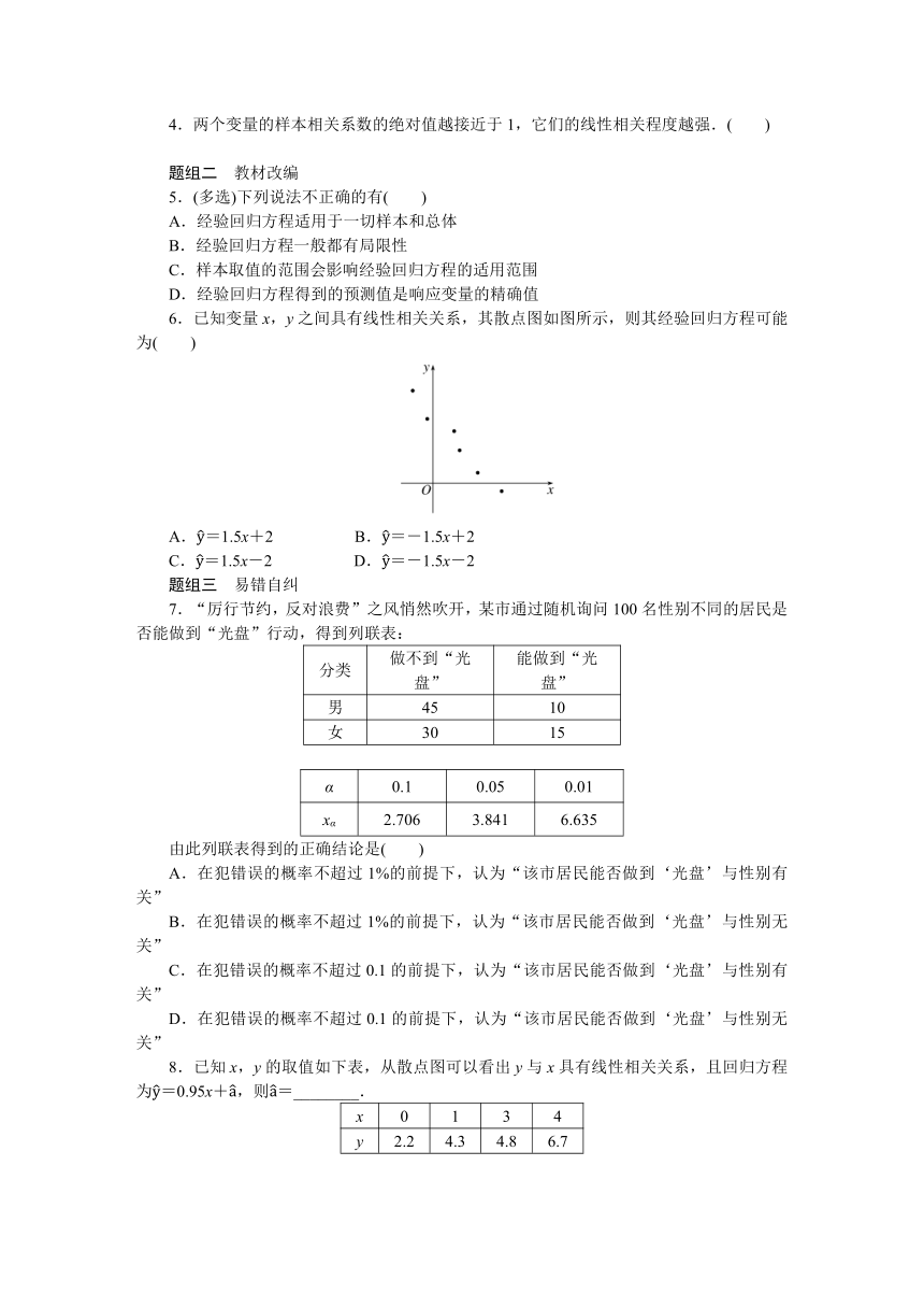 高中全程复习构想  第十章10.2成对数据的统计分析 讲义（Word版含答案）