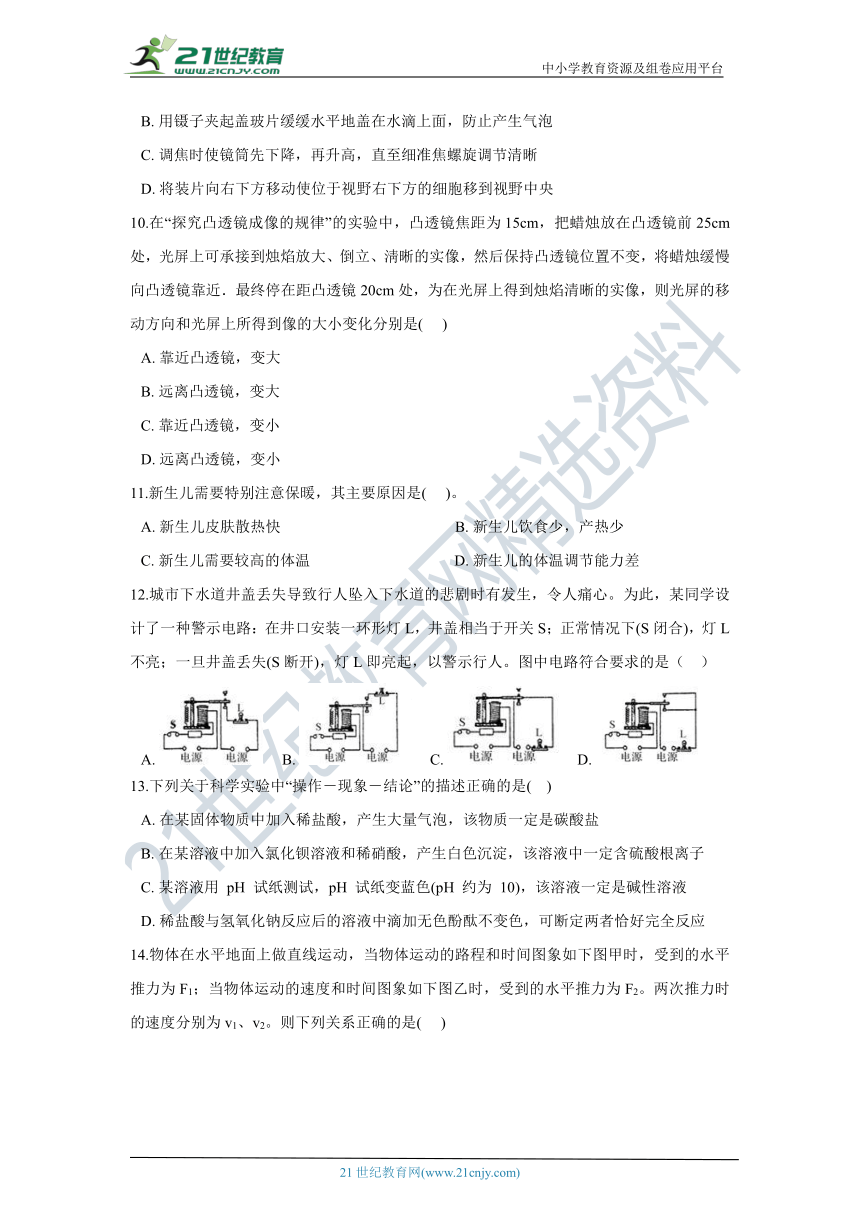 【备考2022】浙教版中考科学三轮-押题纠错训练28（含答案）