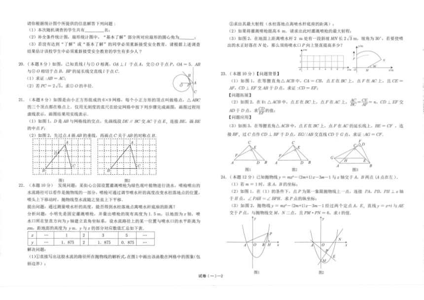 2024年湖北省武汉市新观察中考模拟数学试卷（一）（pdf版无答案,含答题卡）