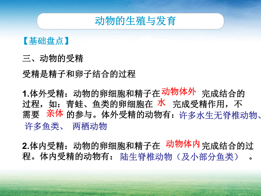 2020—2021学年华东师大版七年级科学下册 第六章 动物和人的生殖与发育复习（课件 31张PPT）