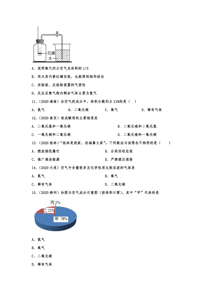 2020中考化学真题集锦——专题三：我们周围的空气含答案