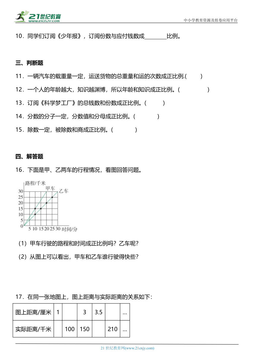 北师大版6下数学4.2《正比例》同步练习（含答案）