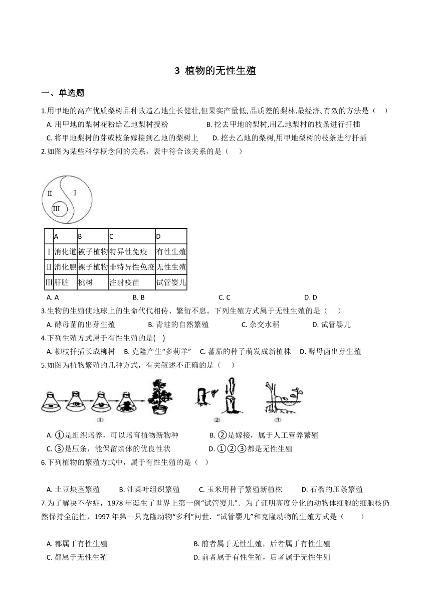 7.3 植物的无性生殖 同步练习(含解析)