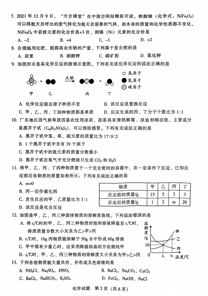 2024年广东省佛山市中考化学模拟试题(图片版 无答案)