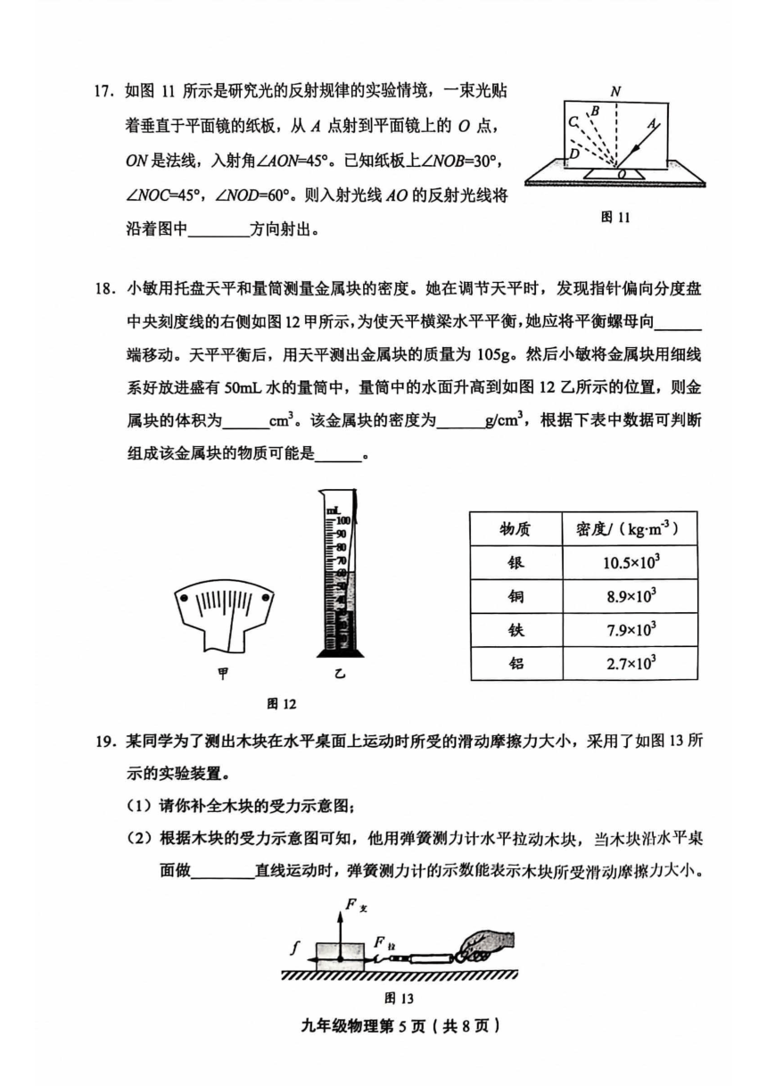 2023年北京市丰台区九年级二模物理试卷 （PDF版，含答案）