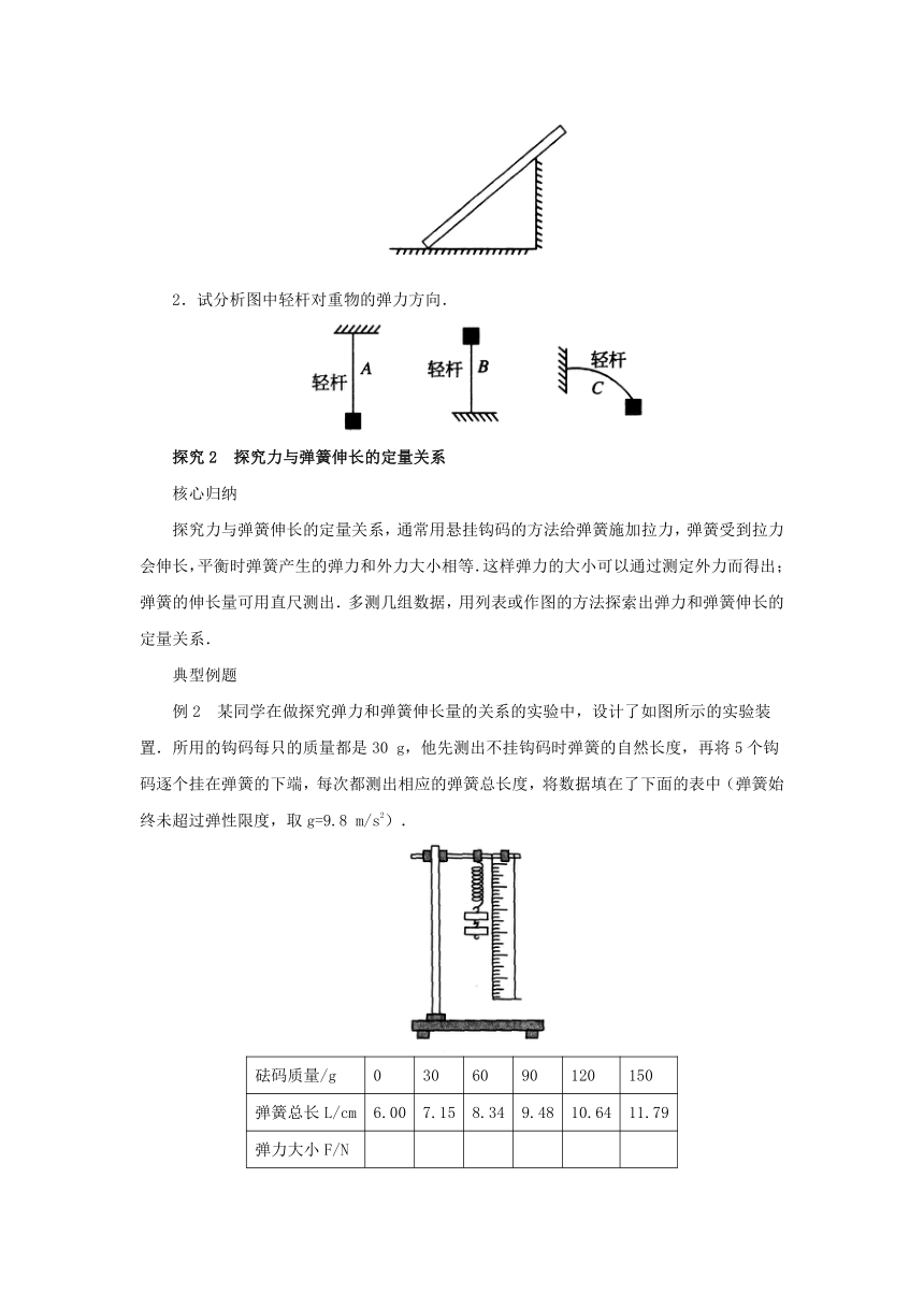 3.1重力与弹力导学案1 2022-2023学年上学期高一物理人教版（2019）必修第一册 (含答案)