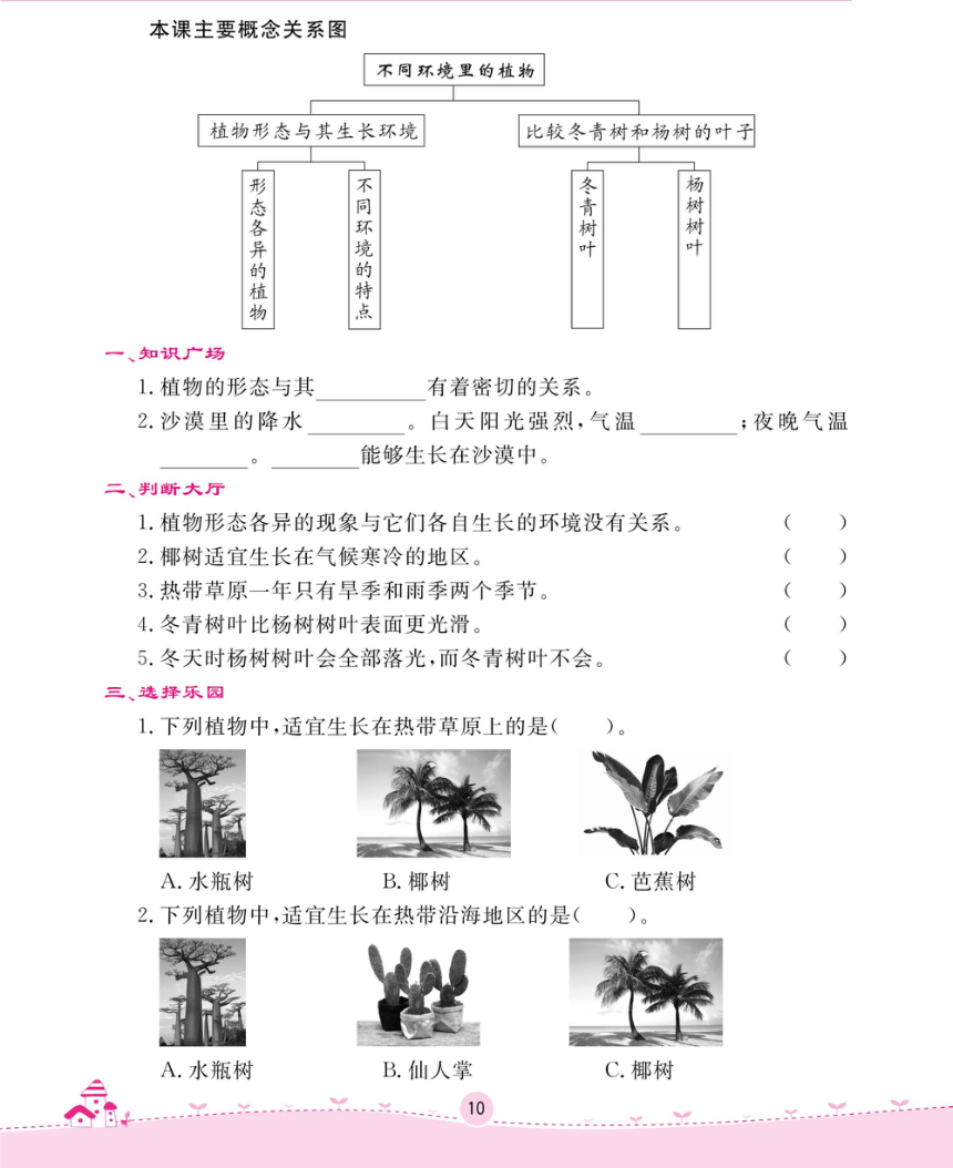 苏教版三年级下册科学-第二单元 植物与环境一课一练 （无答案，PDF）