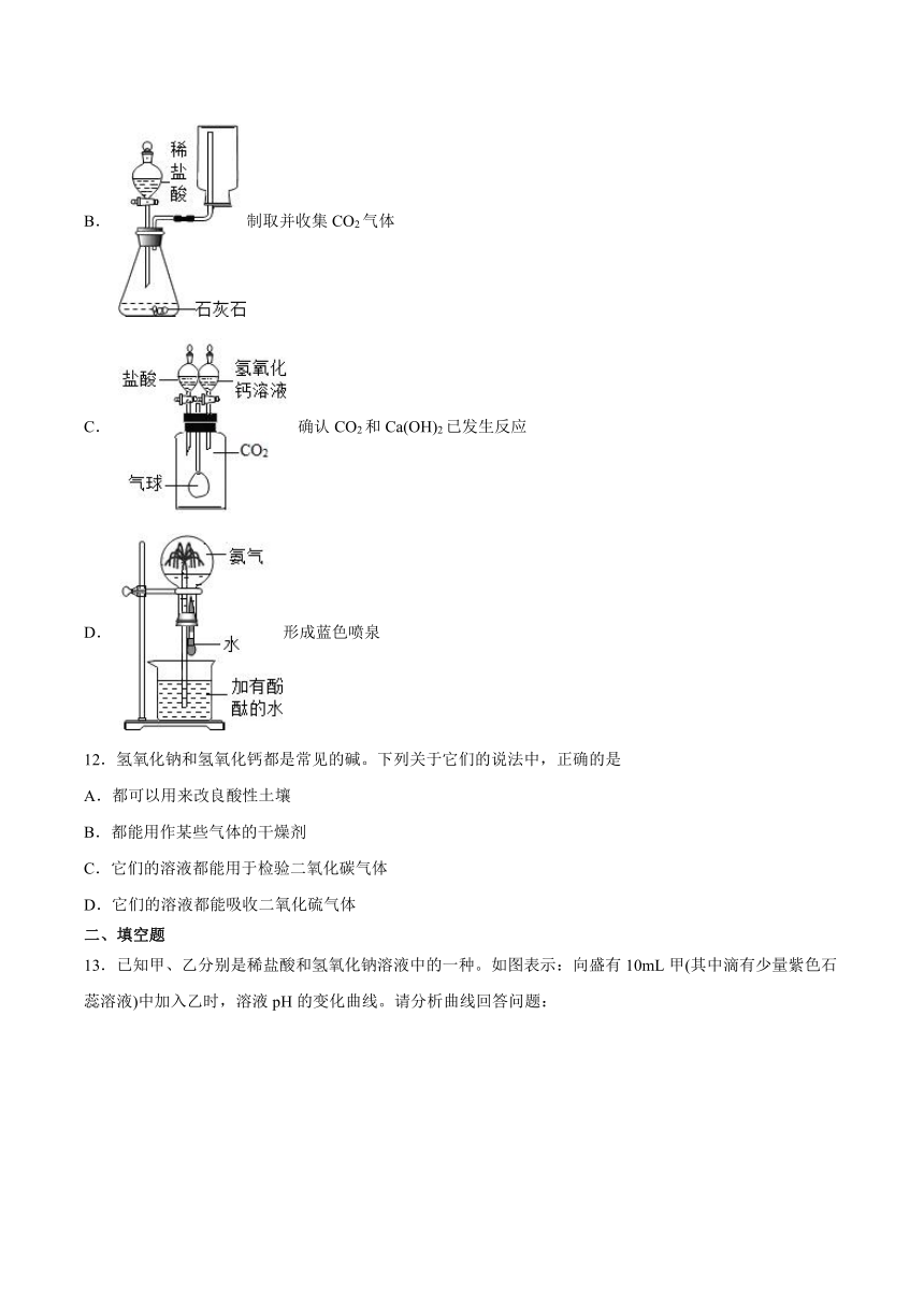 第七单元常见的酸和碱测试题(含答案)---2022-2023学年九年级化学鲁教版下册