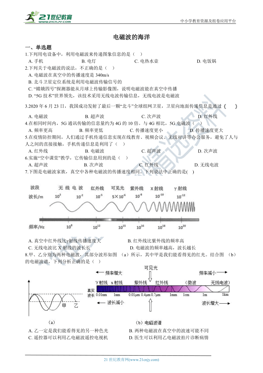 21.2电磁波的海洋同步练习（含答案）