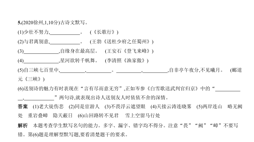 2021年语文中考复习江苏专用 专题四　名篇名句的背诵默写课件（47张ppt）