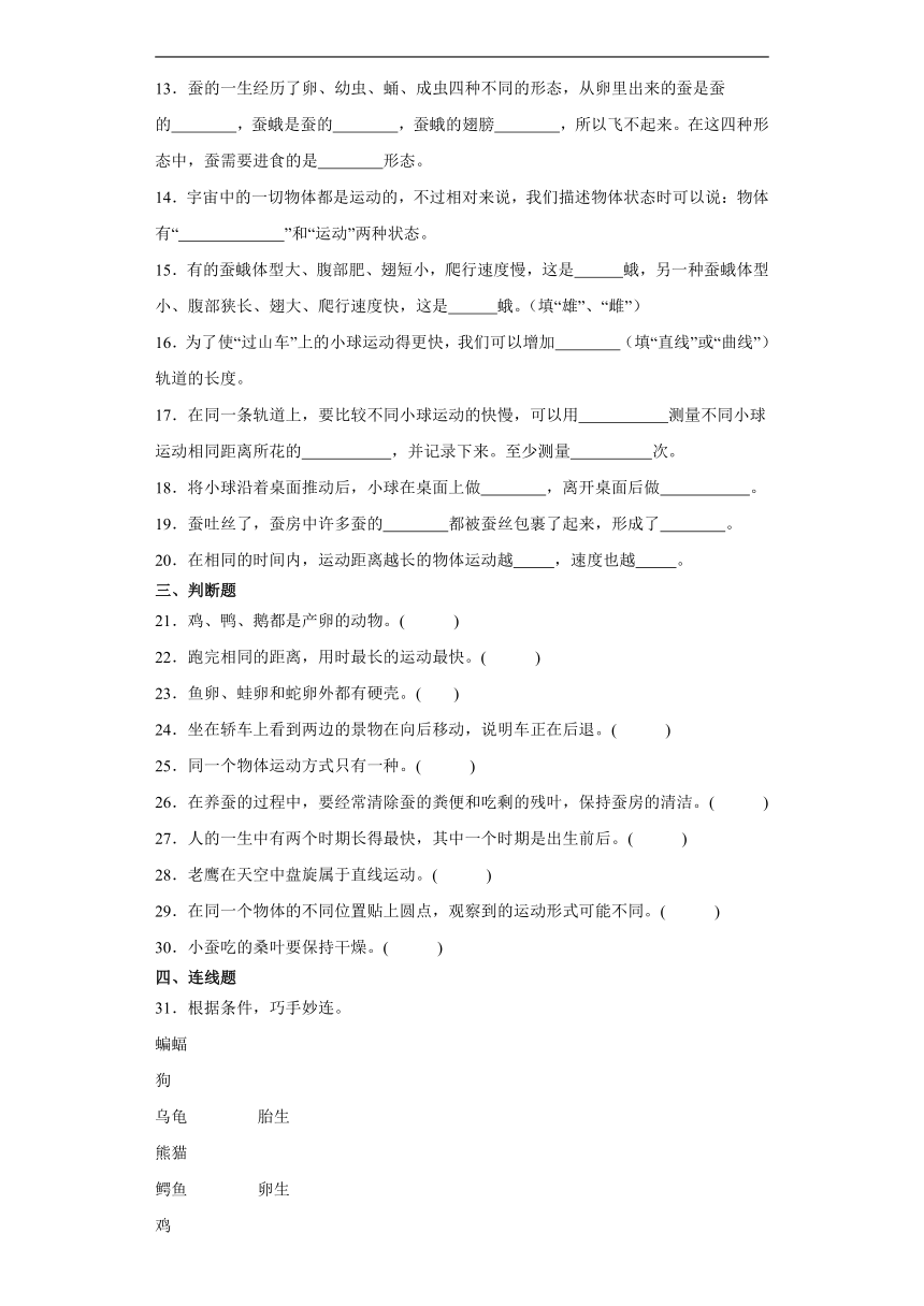 教科版三年级下册科学期中综合训练（1-2单元）（含解析）