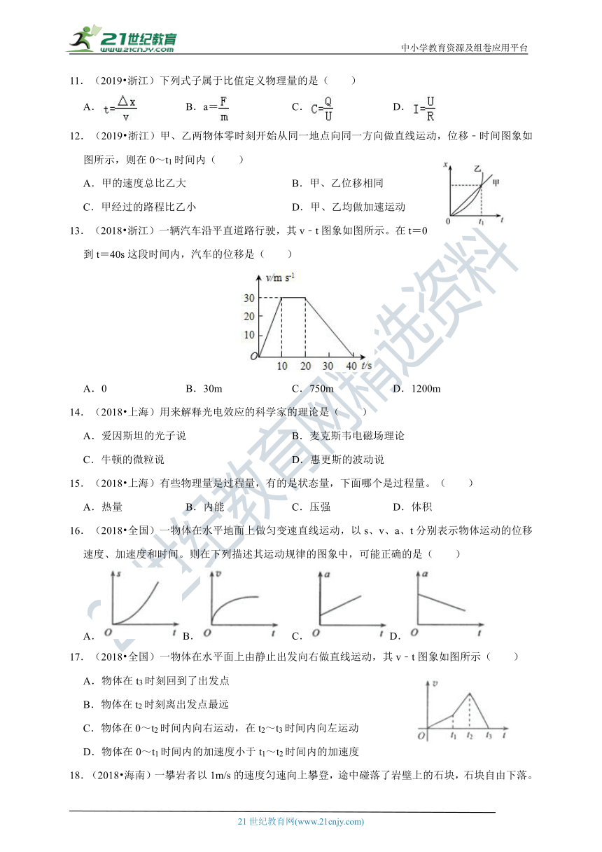 五年（2017-2021）高考物理真题分项详解 专题08    直线运动、牛顿定律（含解析）