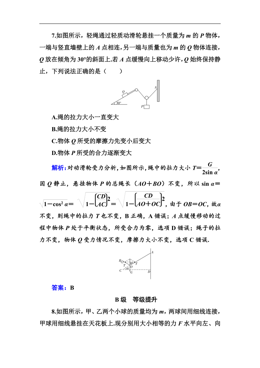 3.6 共点力的平衡条件及其应用 练习题（含解析）